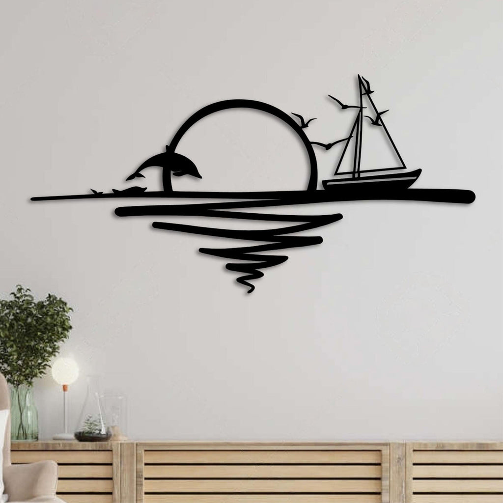 Decortieliving - Metal Wall Art - Rising Sun 120x55,2 Cm