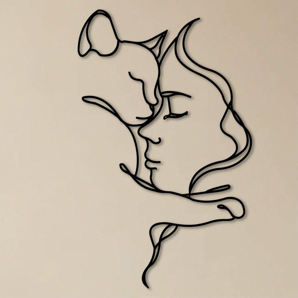 Decortieliving - Metal Wall Art - Cat Lover 70x44 Cm
