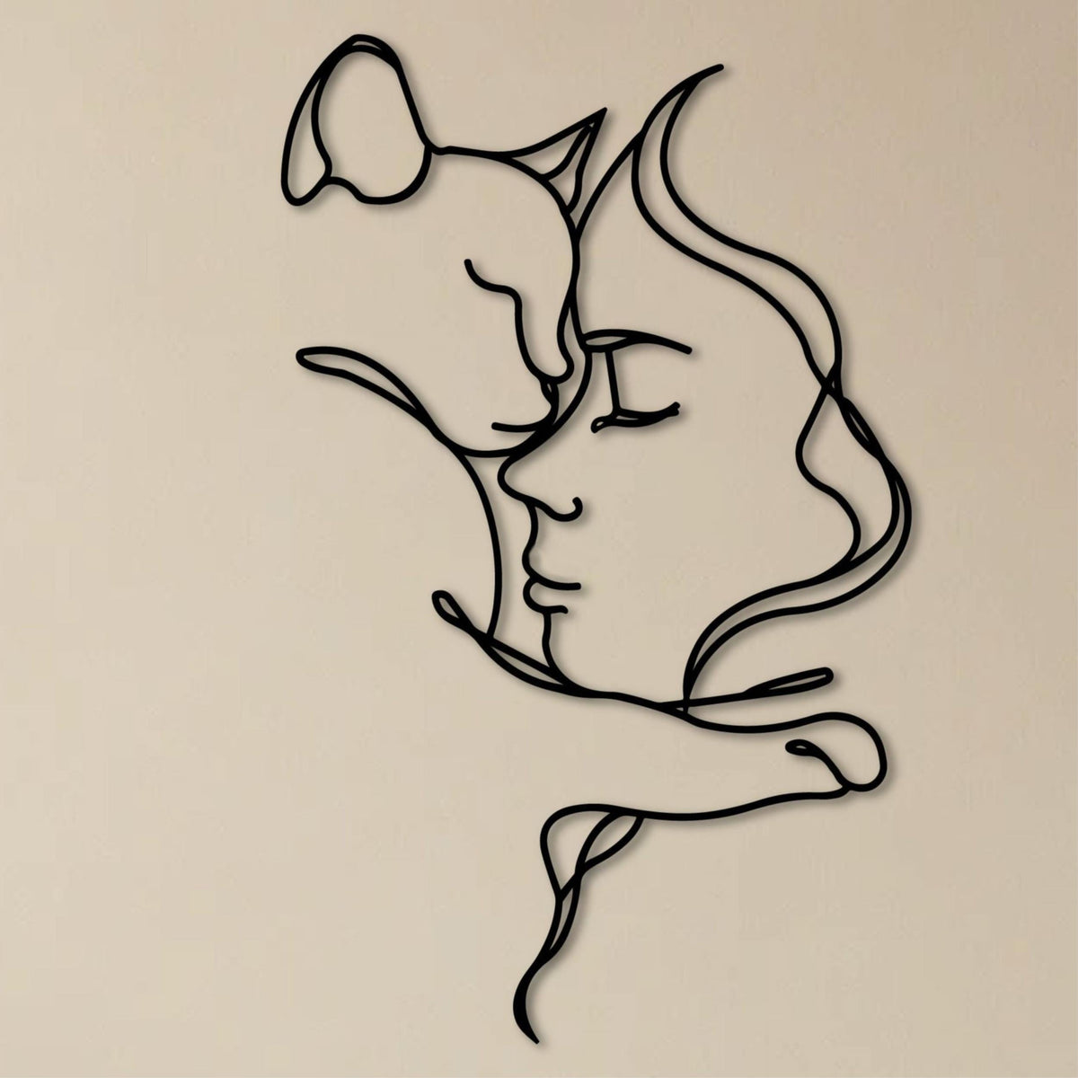 Decortieliving - Metal Wall Art - Cat Lover 70x44 Cm
