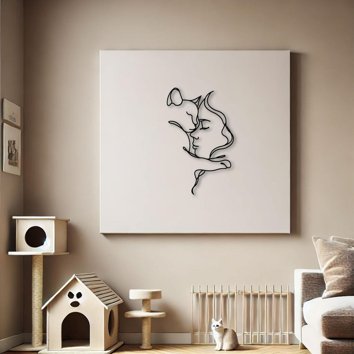 Decortieliving - Metal Wall Art - Cat Lover 70x44 Cm