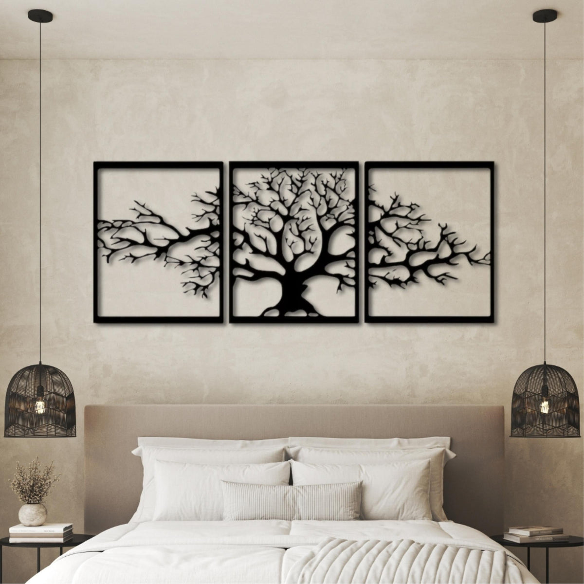 Decortieliving - Metal Wall Art Triptych Platanus 74cm