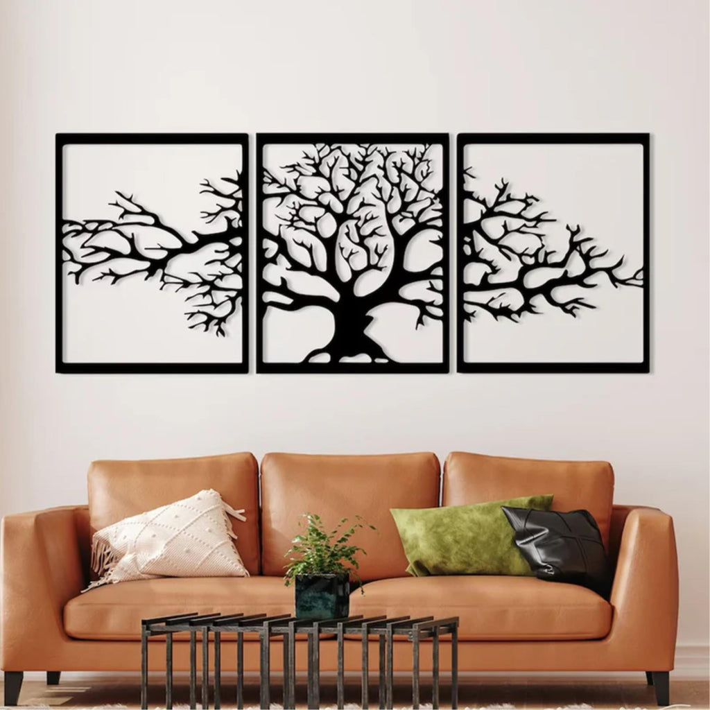 Decortieliving - Metal Wall Art Triptych Platanus 74cm