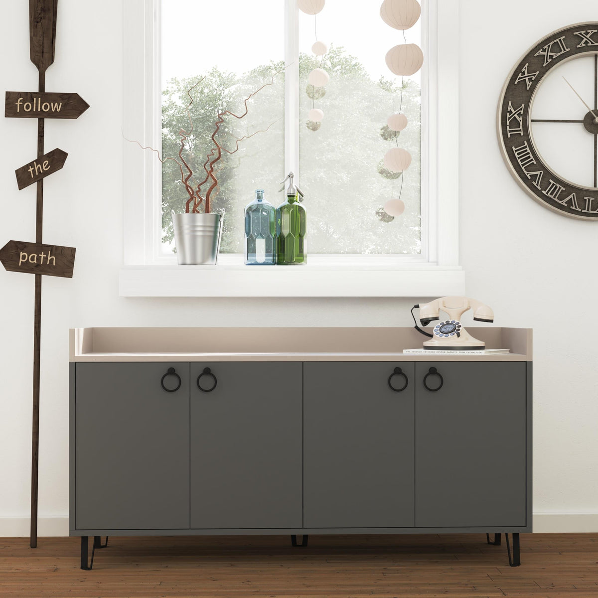 Decortieliving - Dea Console Table – Anthracite & Light Mocha – Modern Sideboard Unit
