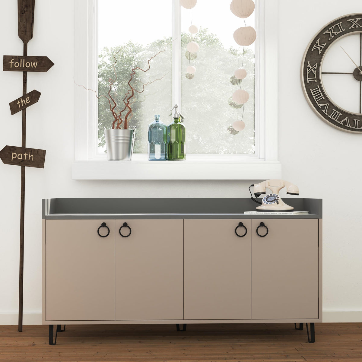 Decortieliving - Dea Console Table – Anthracite & Light Mocha – Modern Sideboard Unit