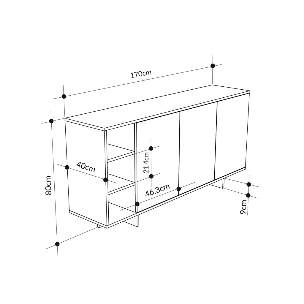 Decortieliving - Stockton Modern Console Unit with Open Shelves