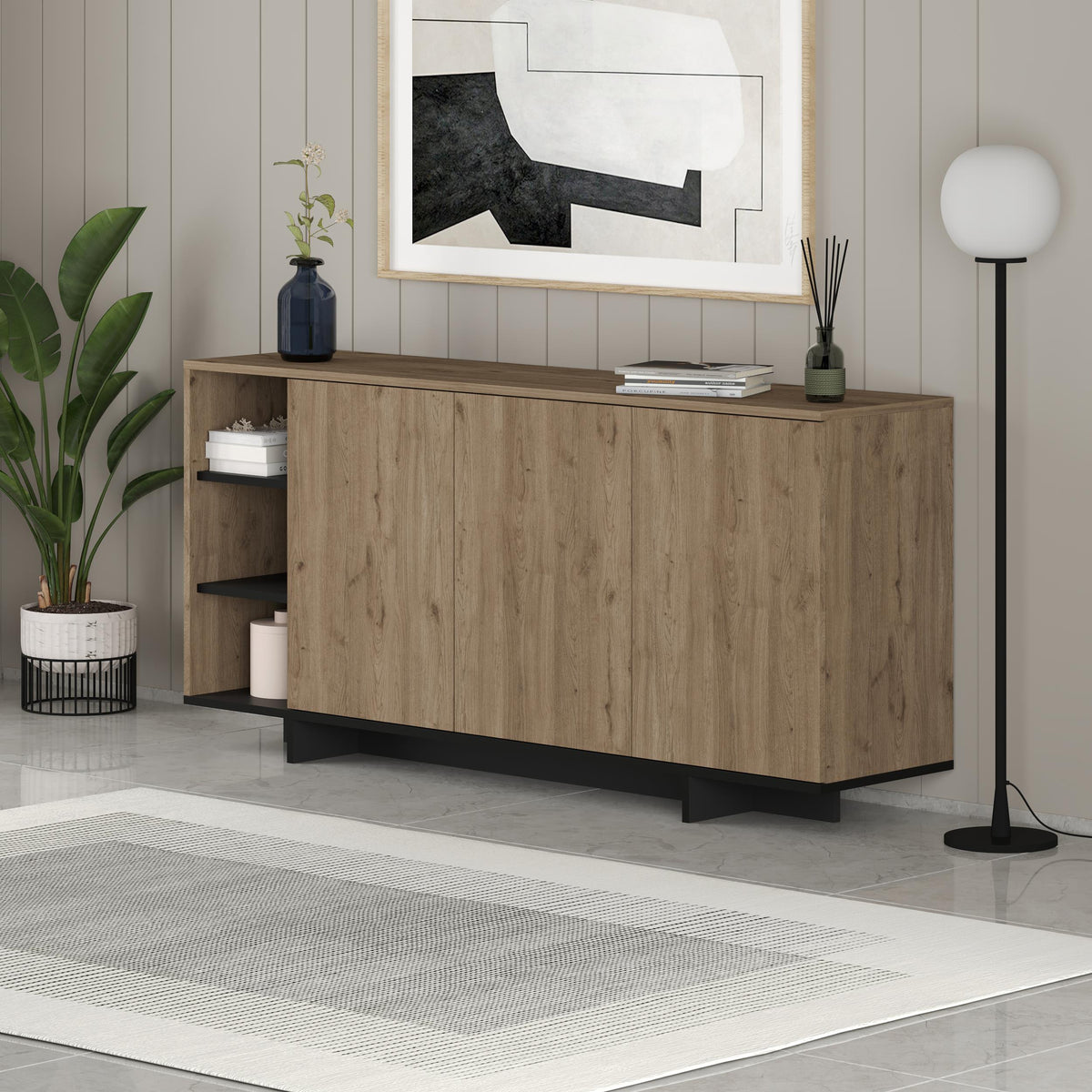 Decortieliving - Stockton Modern Console Unit with Open Shelves