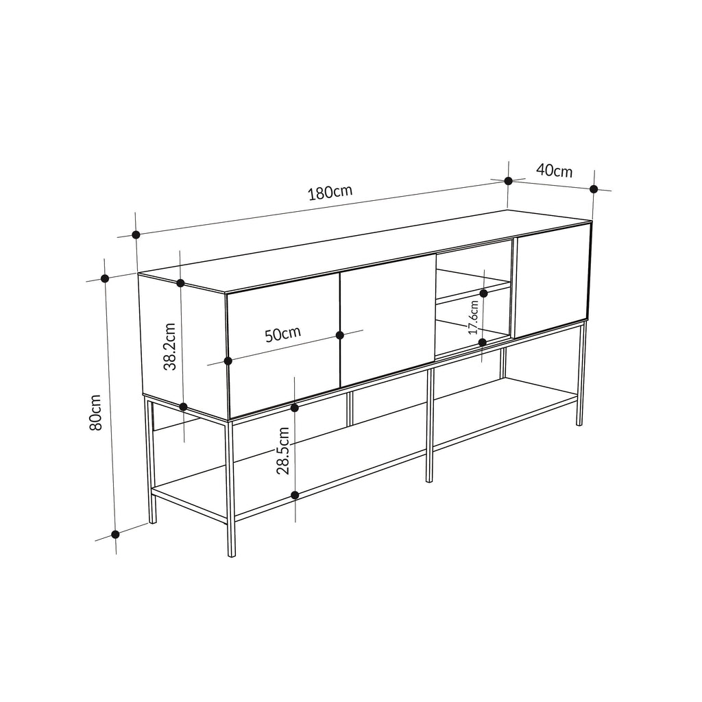 Decortieliving - Amira Console Table – 180cm – Modern Sideboard & Storage Unit
