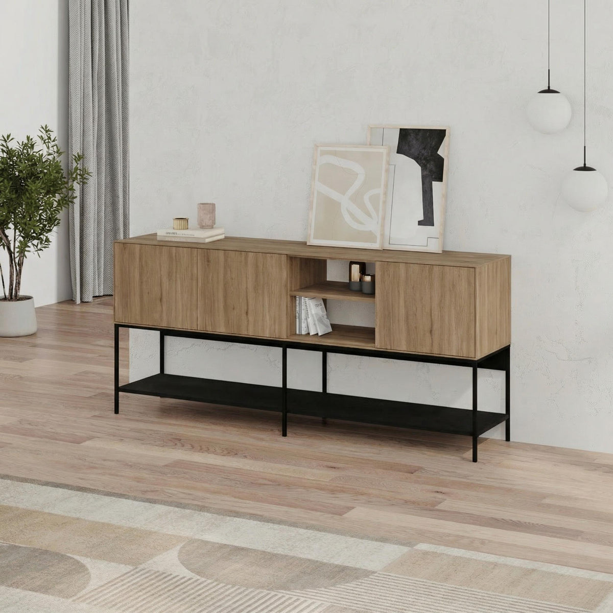 Decortieliving - Amira Console Table – 180cm – Modern Sideboard & Storage Unit