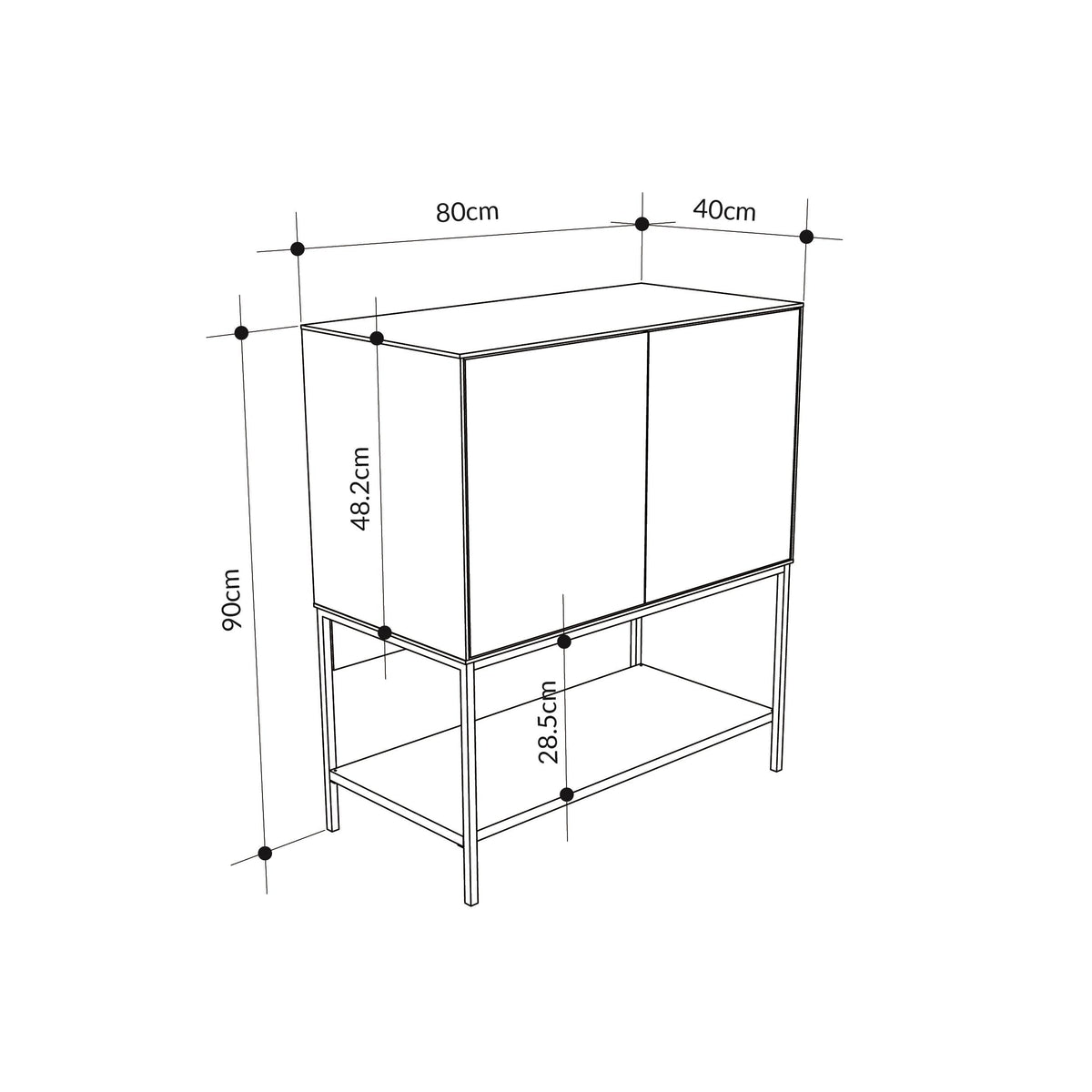 Decortieliving - Amira Console Table – 80cm – Modern Sideboard & Storage Unit