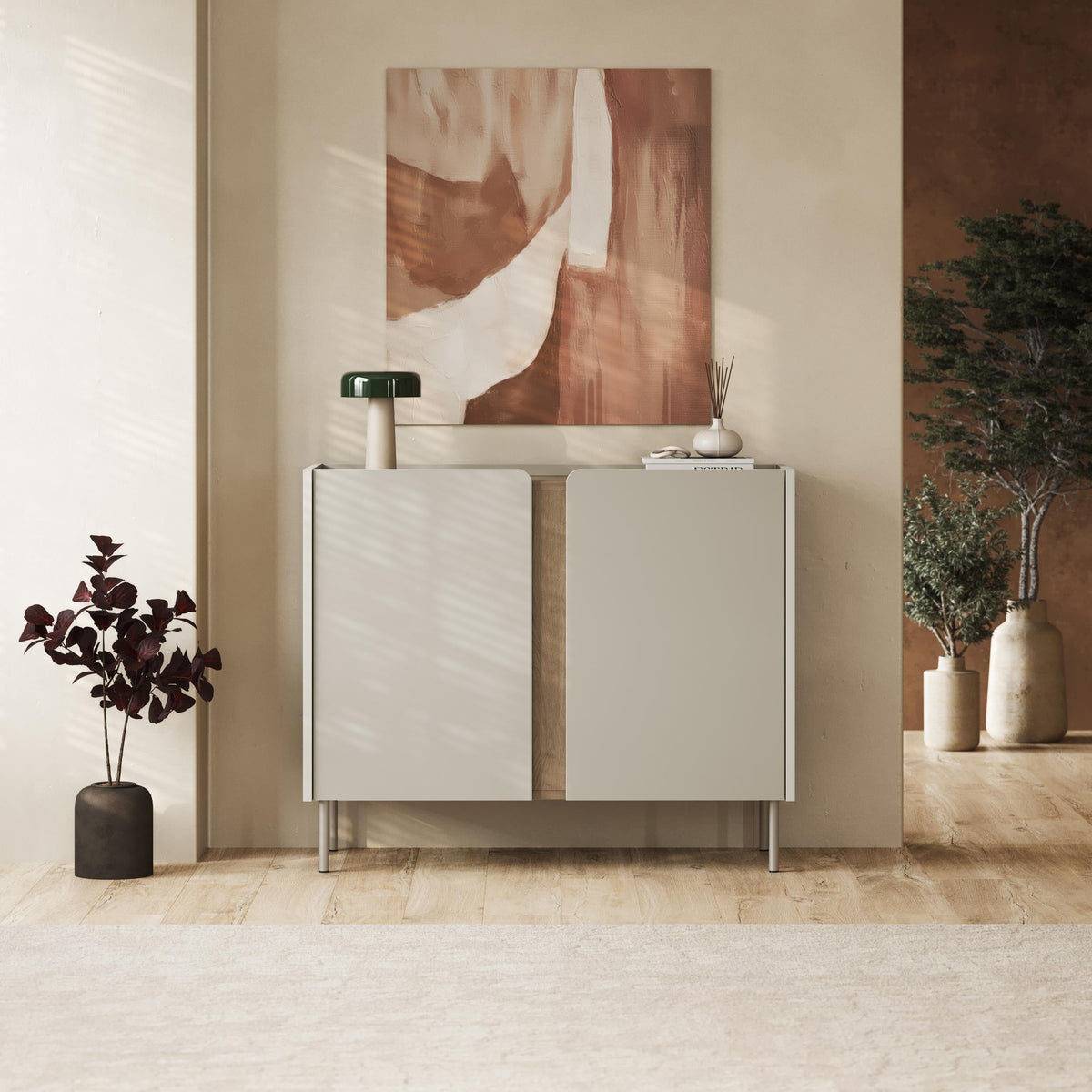 Decortieliving - Norm Sideboard 2 Doors Natural Oak-Sandstone 100 x 40.5 x 82.9 cm