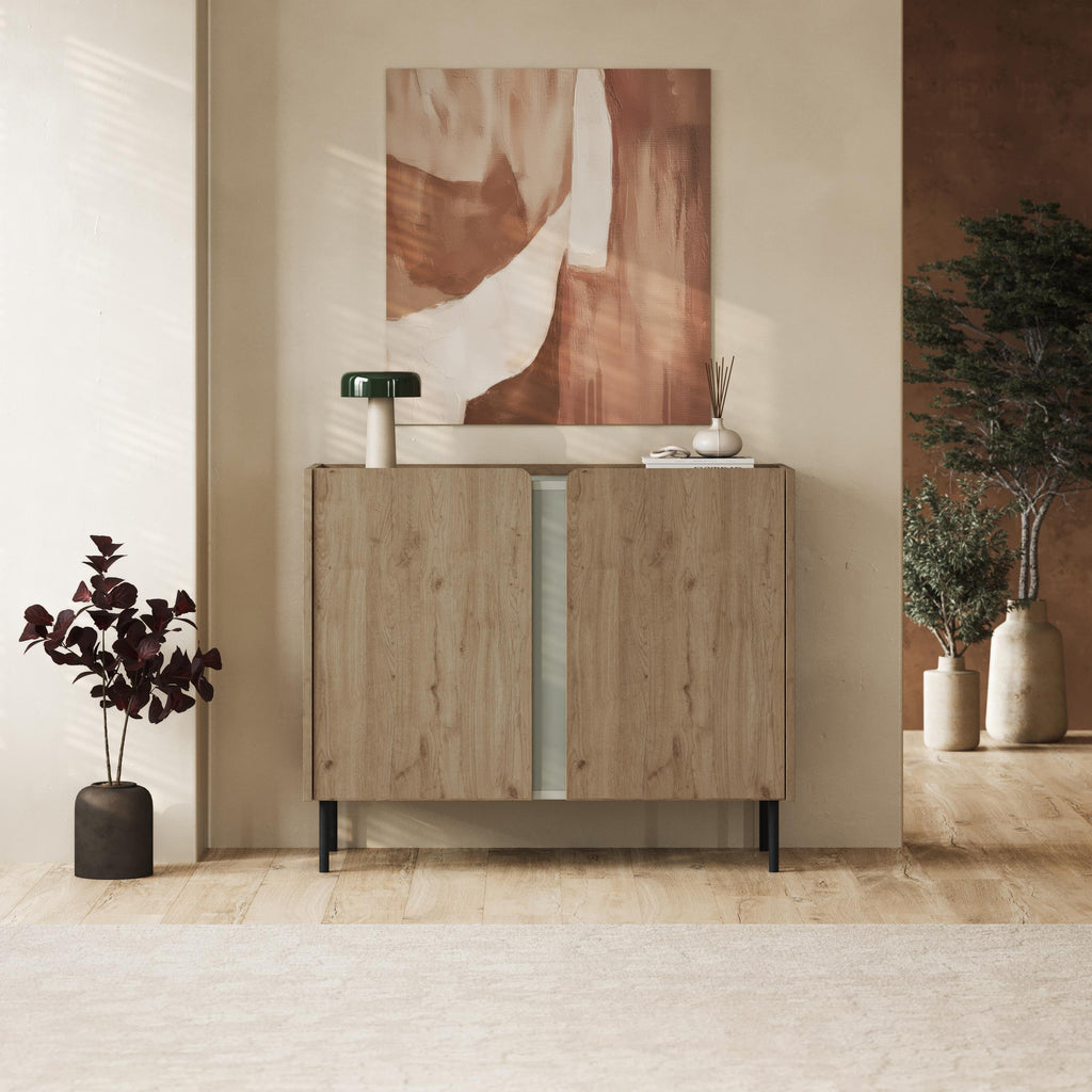 Decortieliving - Norm Sideboard 2 Doors Natural Oak-Sandstone 100 x 40.5 x 82.9 cm