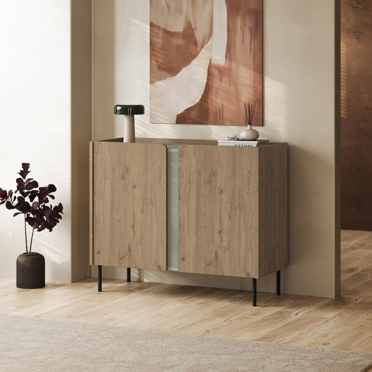Decortieliving - Norm Sideboard 2 Doors Natural Oak-Sandstone 100 x 40.5 x 82.9 cm