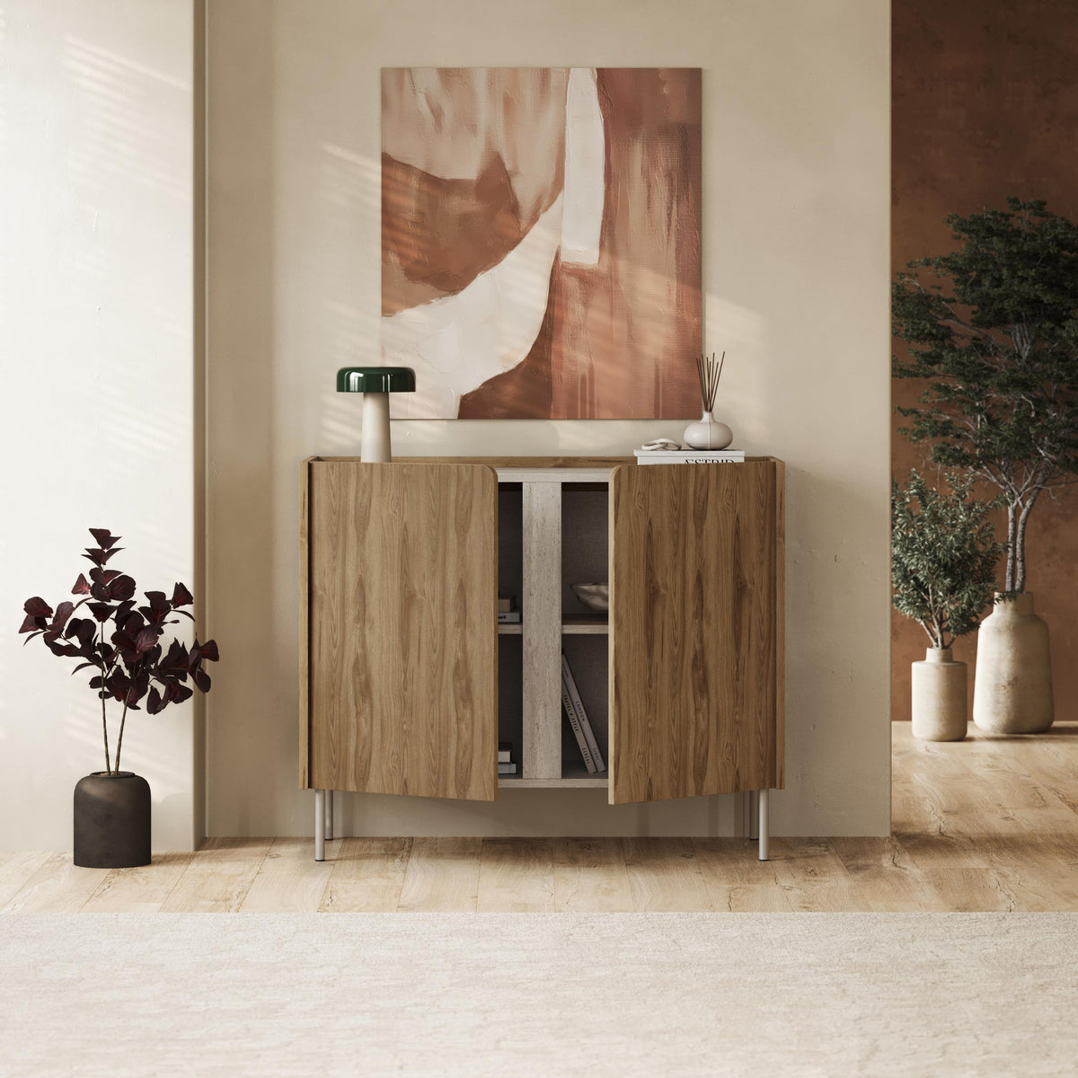 Decortieliving - Norm Sideboard 2 Doors Natural Oak-Sandstone 100 x 40.5 x 82.9 cm