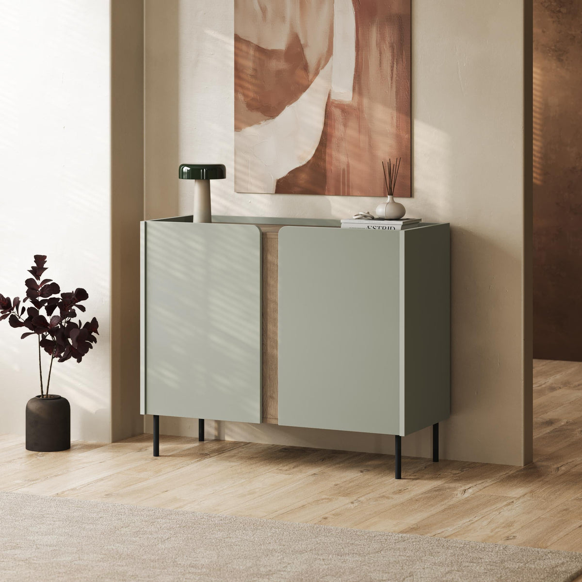 Decortieliving - Norm Sideboard 2 Doors Natural Oak-Sandstone 100 x 40.5 x 82.9 cm