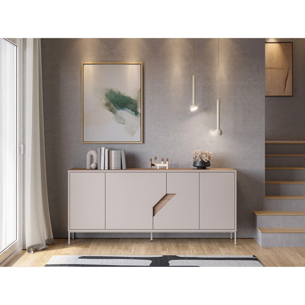 Decortieliving - Vesco Modern Sideboard Natural Oak Sandstone 180cm