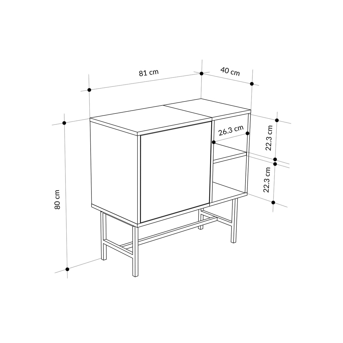 Decortieliving - Mona Mini Console Table with Storage & Shelves