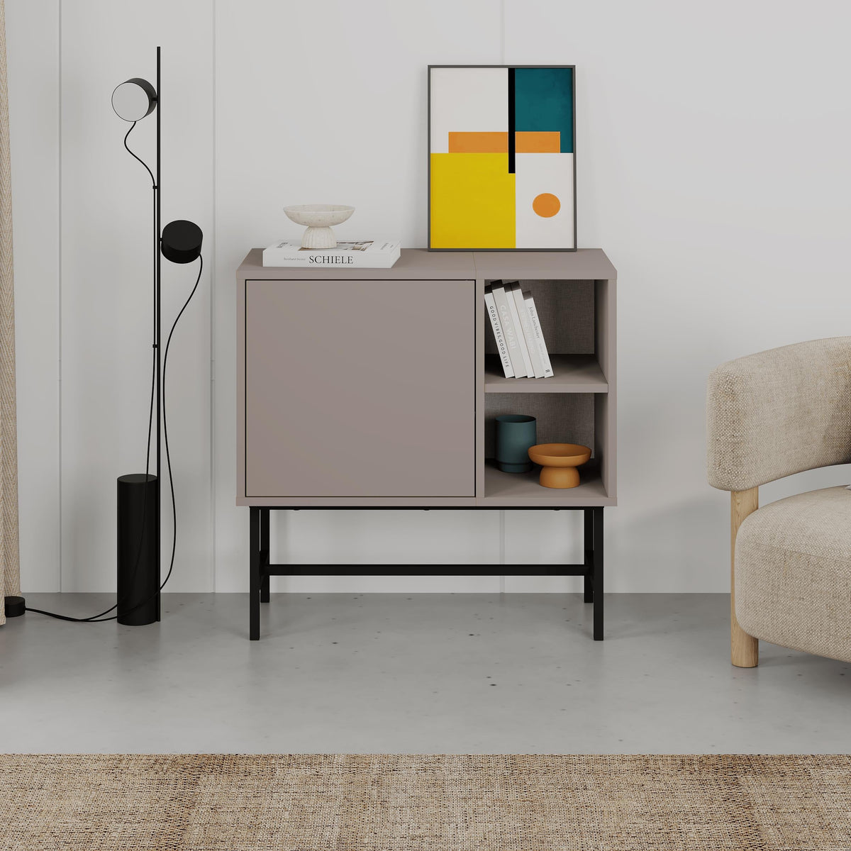 Decortieliving - Mona Mini Console Table with Storage & Shelves