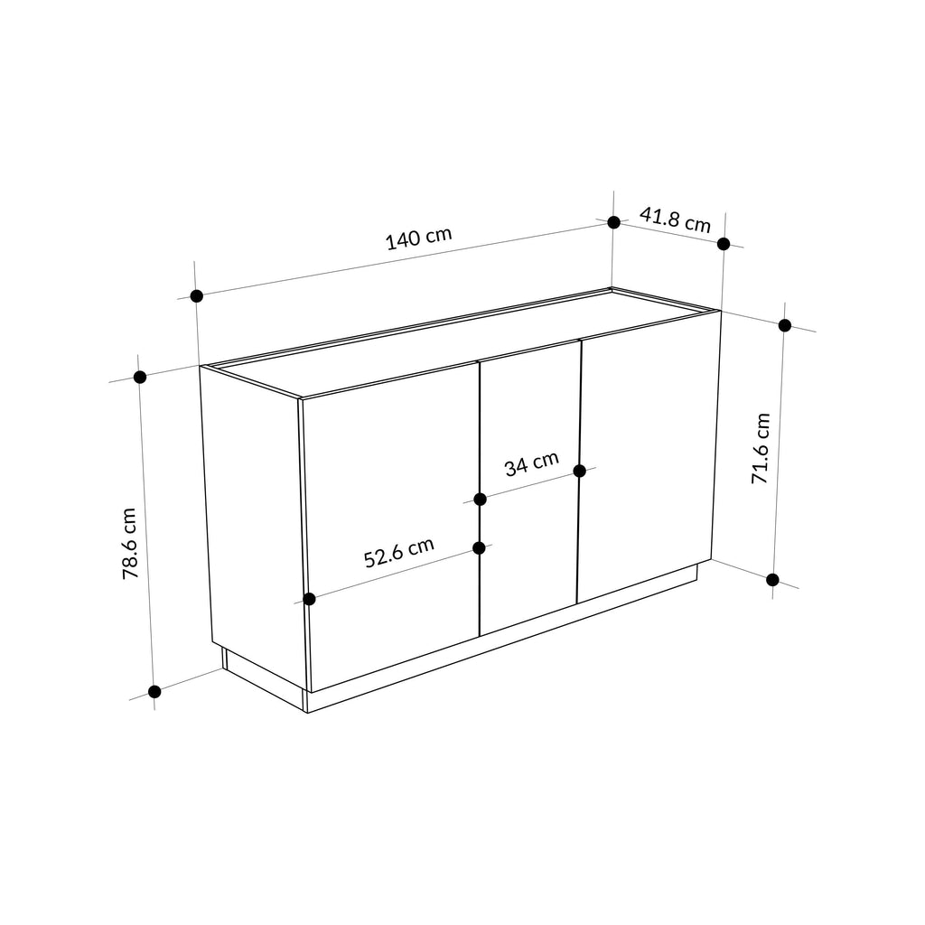 Decortieliving - Dione Sideboard Oak & Travertine Effect 140cm