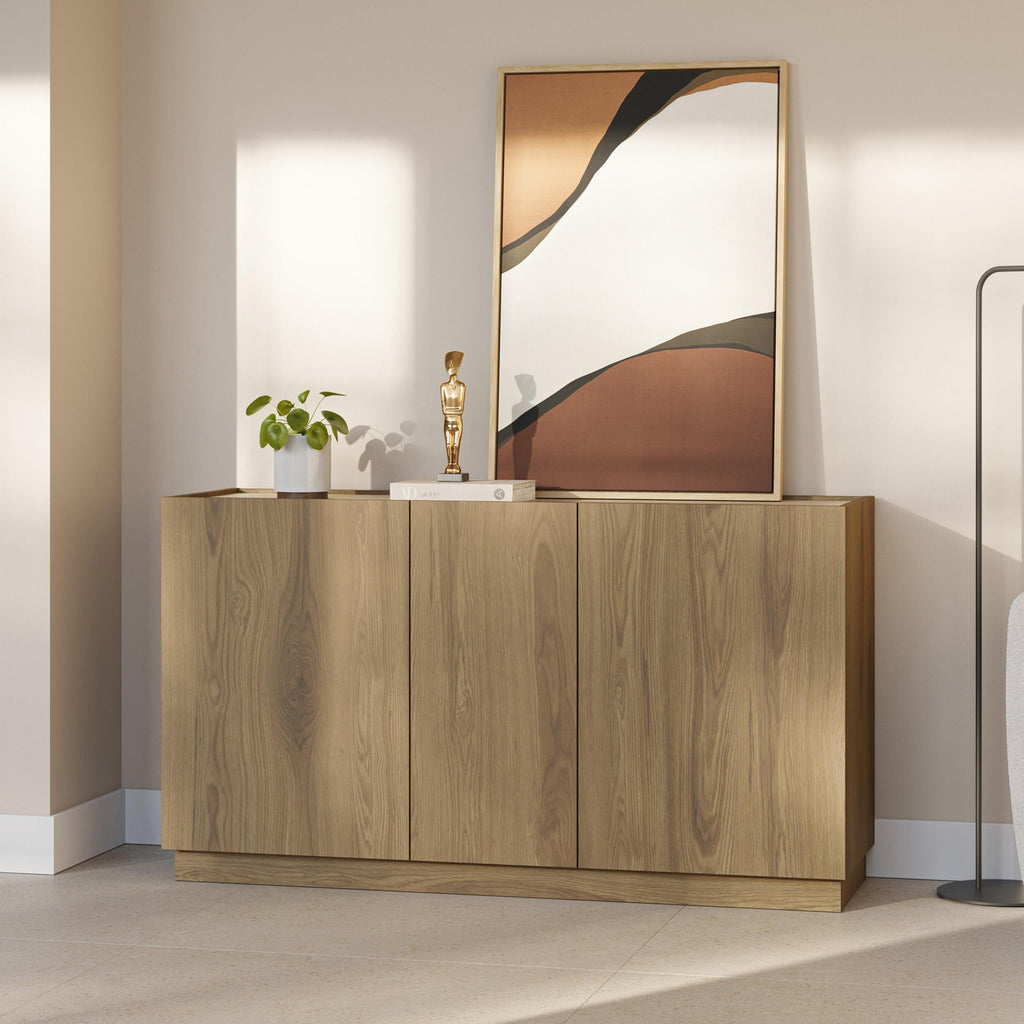 Decortieliving - Dione Sideboard Oak & Travertine Effect 140cm
