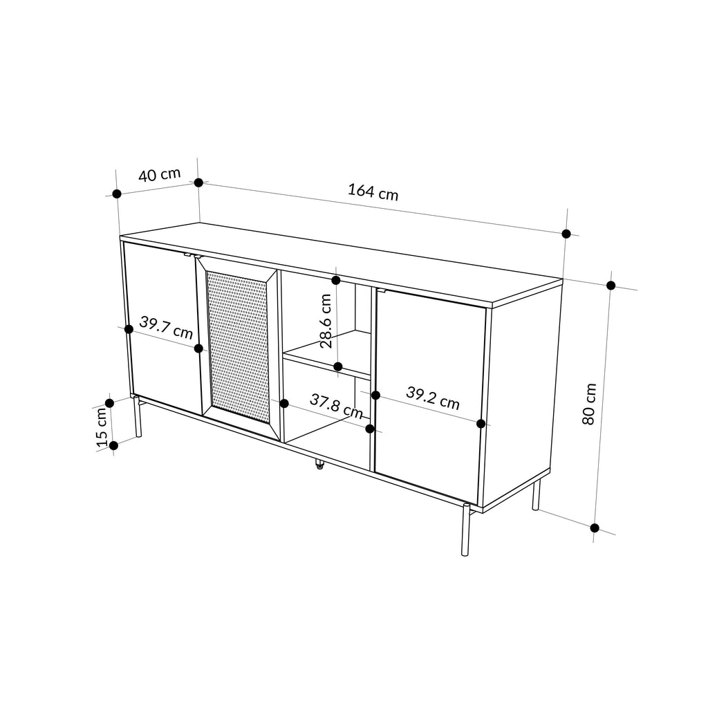 Decortieliving - New Inca 3 Door Sideboard with Open Shelves