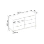 Decortieliving - Mars 6 Drawer Wide Chest of Drawers Whiskey Oak W140 cm