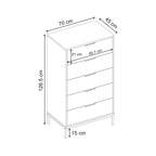 Decortieliving - Mars 5 Drawer Tall Chest of Drawers Whiskey Oak W70 cm