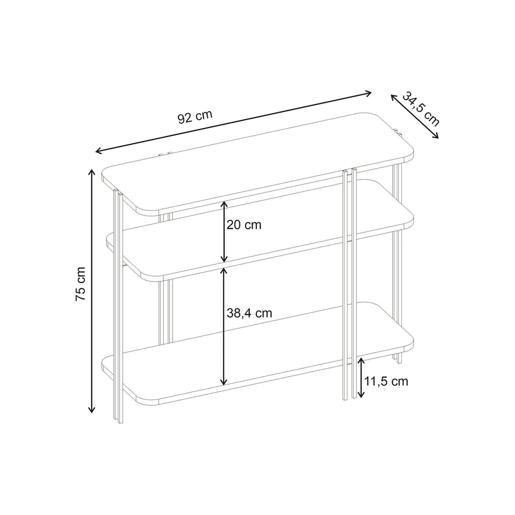 Decortieliving - Notus Console Table with Shelves