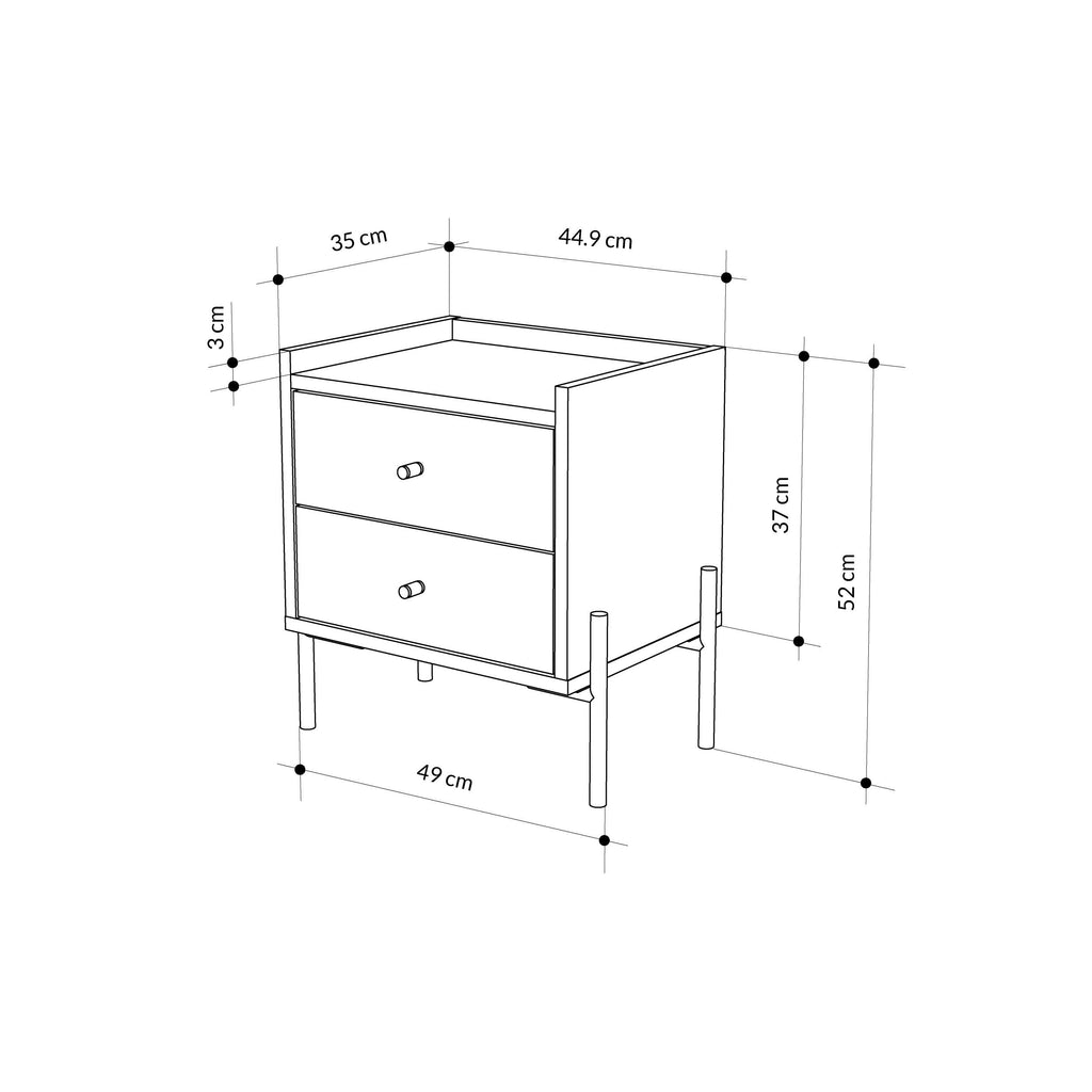 Decortieliving - Malta Bedside Table with 2 Drawers