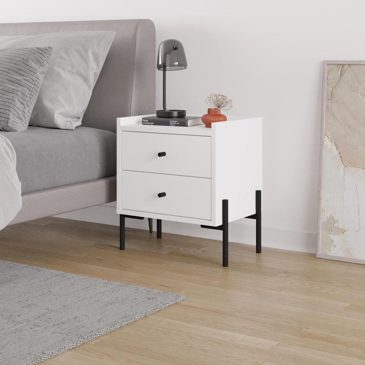 Decortieliving - Malta Bedside Table with 2 Drawers