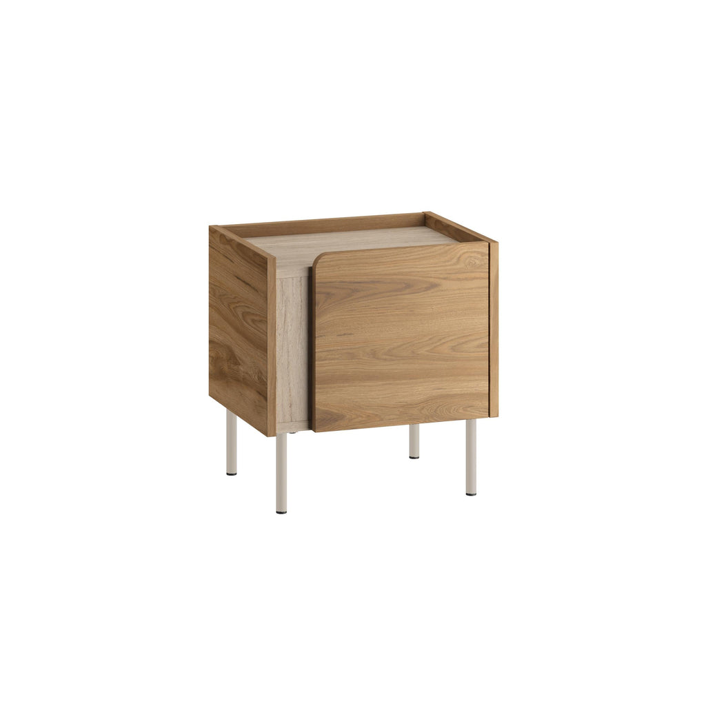 Decortieliving - Norm Modern Bedside Table with Soft-Close Door Storage and Metal Legs