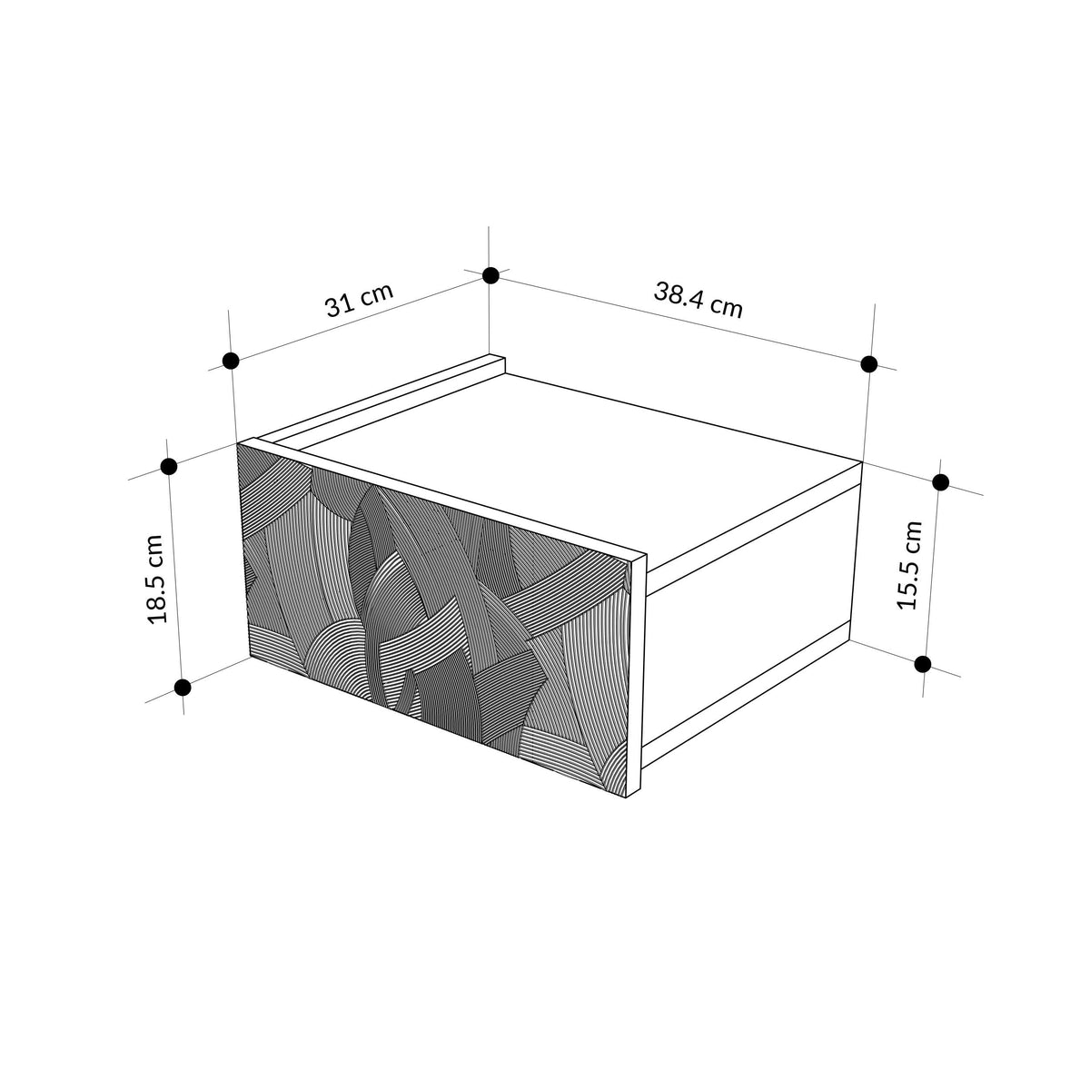 Decortieliving - Onda Wall Mounted Nightstand with Drawer and LED