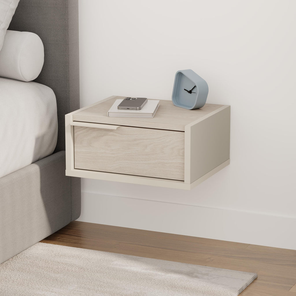 Decortieliving - Eco Wall-Mounted Nightstand – Floating Bedside Table with Drawer