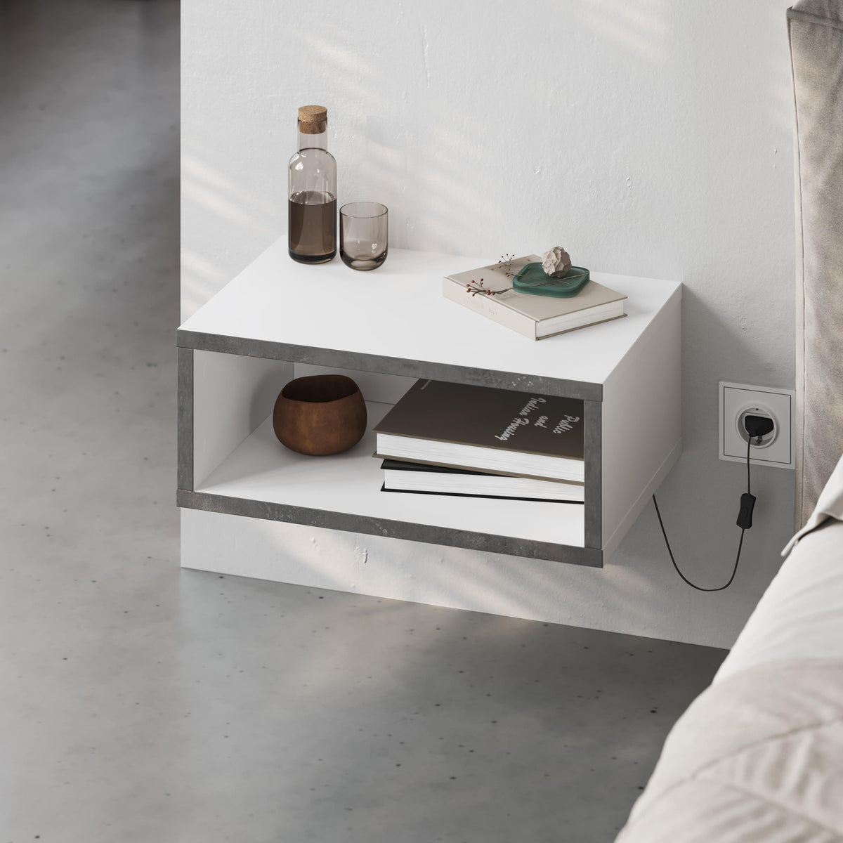 Decortieliving - Brik Wall Mounted Bedside Table – Floating Nightstand – Modern Design