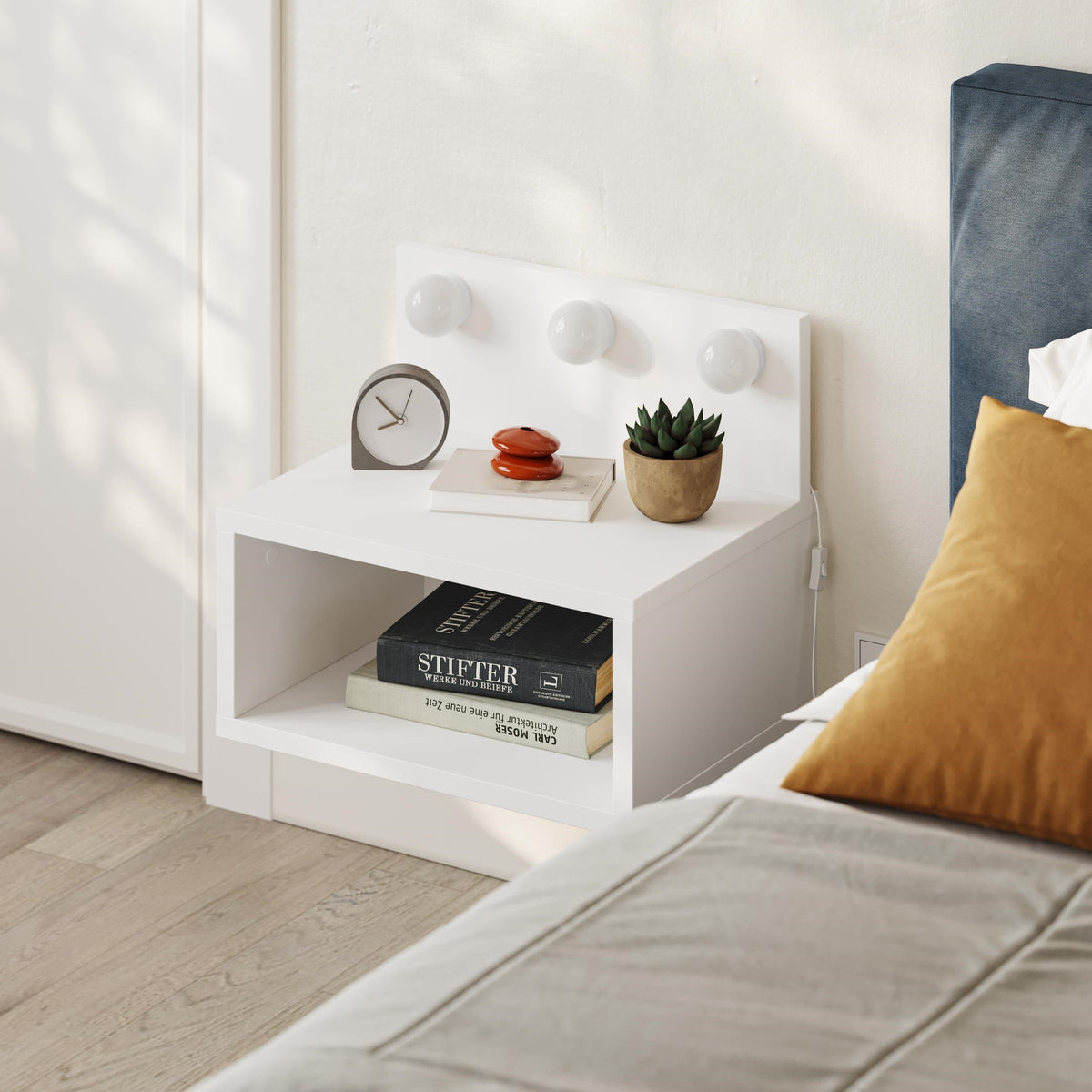 Decortieliving - Treo Wall Mounted Nightstand with LED Lights