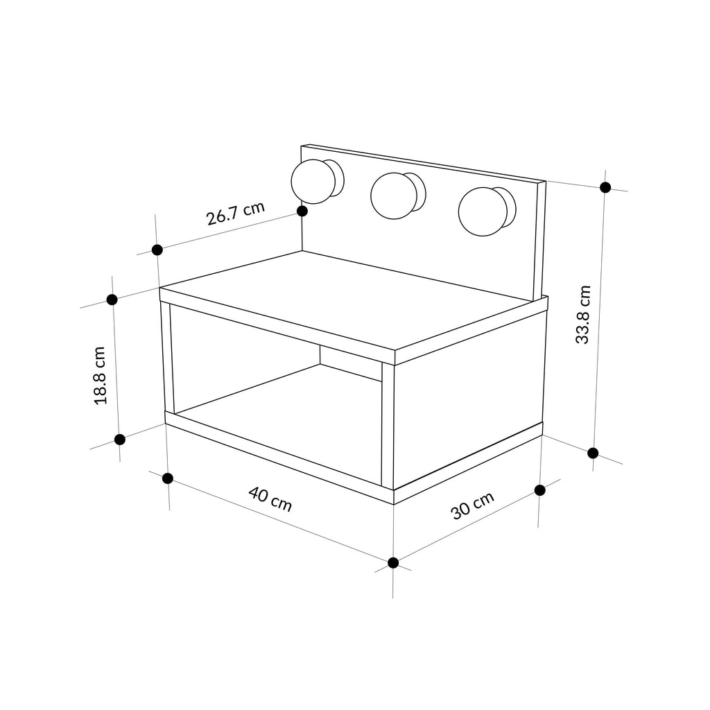 Decortieliving - Treo Wall Mounted Nightstand with LED Lights
