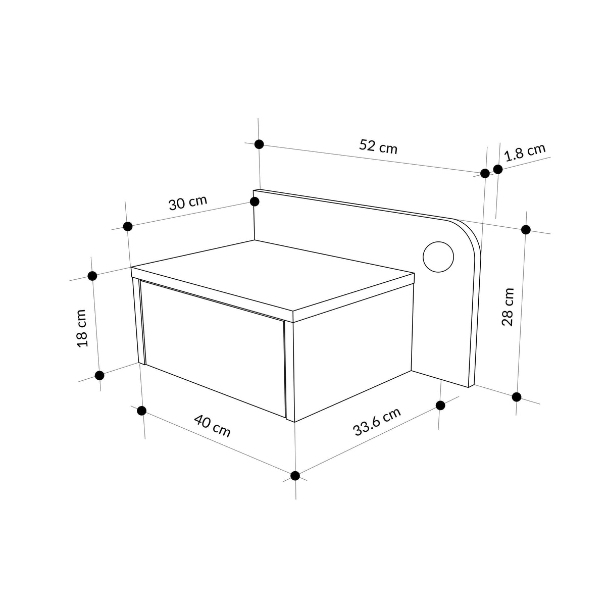 Decortieliving - Dotta Wall Mounted Nightstand – Floating Bedside Table