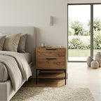Decortieliving - Mars Bedside Table Whiskey Oak W45cm