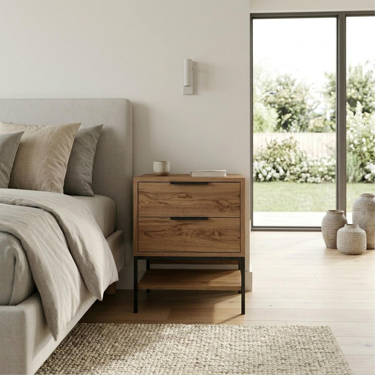 Decortieliving - Mars Bedside Table Whiskey Oak W45cm