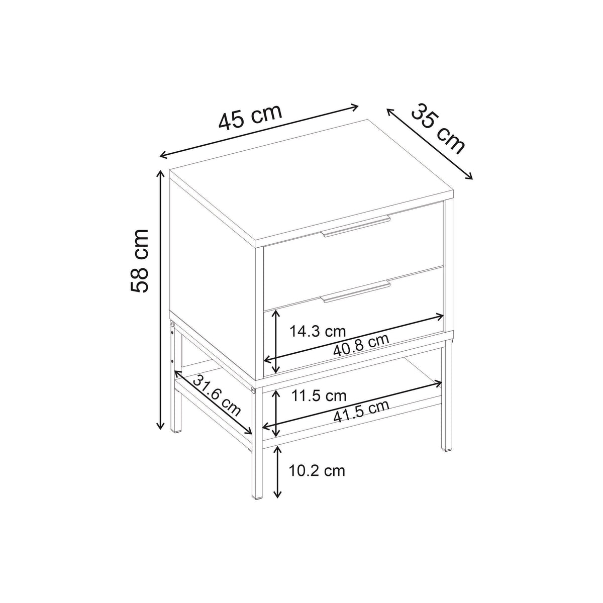 Decortieliving - Mars Bedside Table Whiskey Oak W45cm