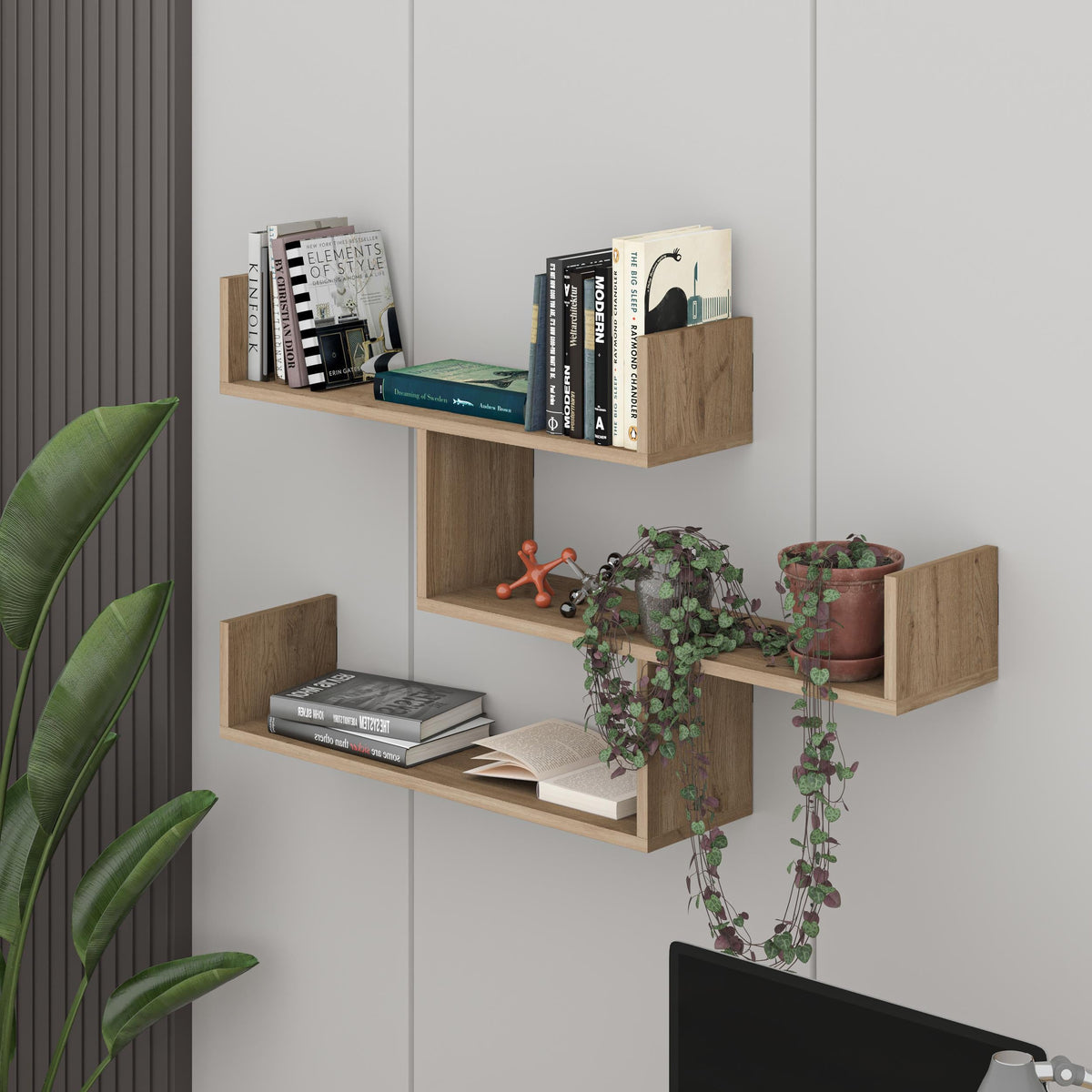 Decortieliving - Tibet Wall Shelf Unit – 119 cm Modern Floating Bookcase