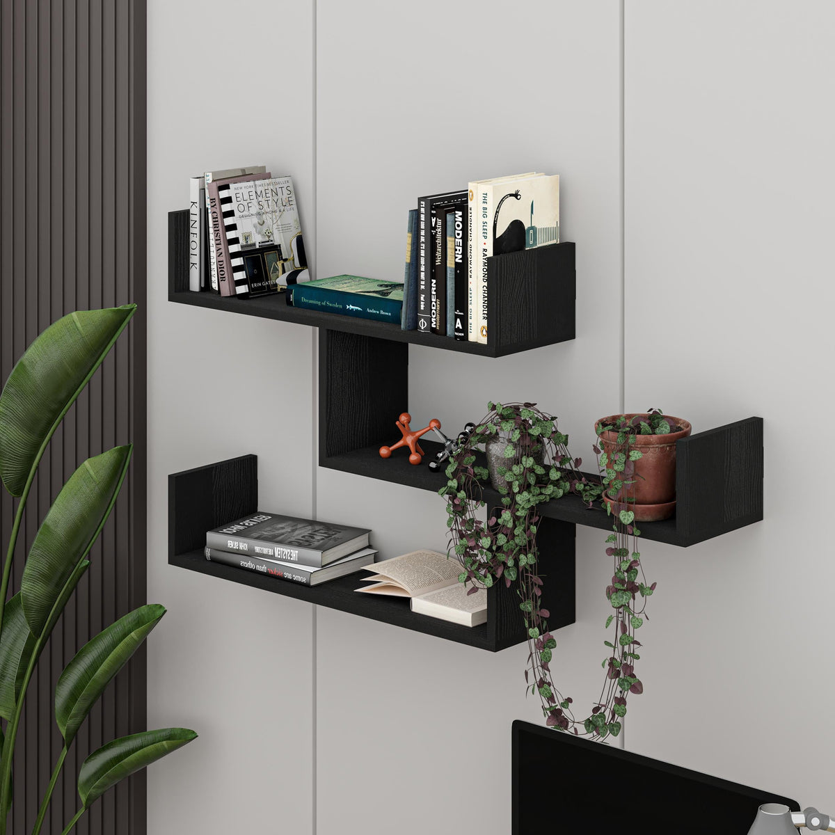 Decortieliving - Tibet Wall Shelf Unit – 119 cm Modern Floating Bookcase