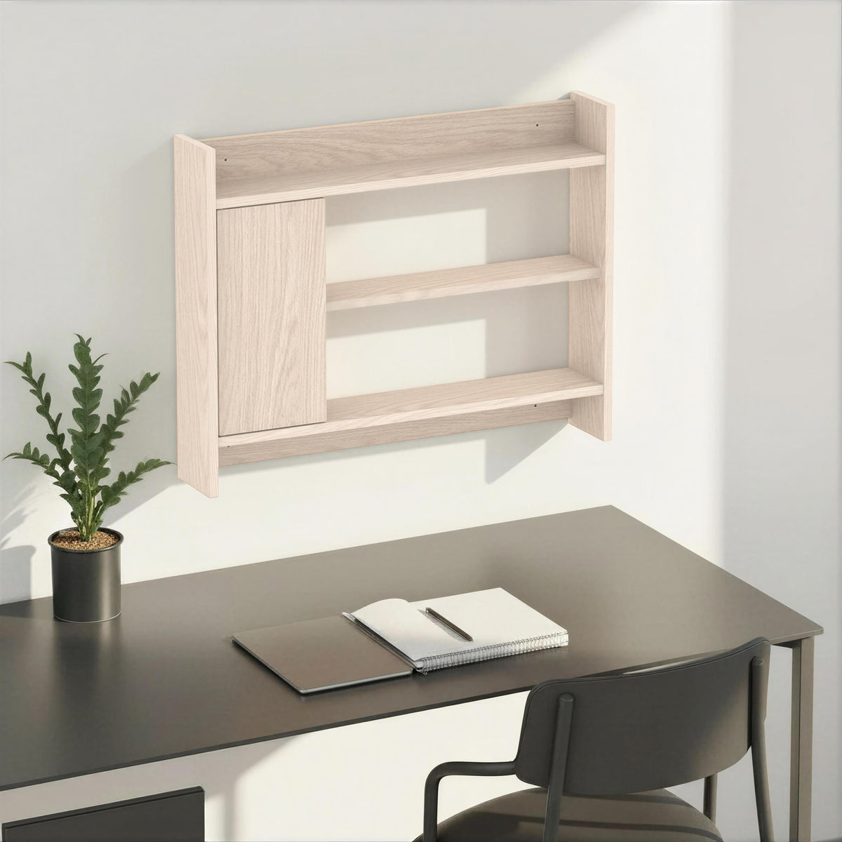Decortieliving - Fleet Wall Shelf – 85cm Wall-Mounted Unit with Cabinet
