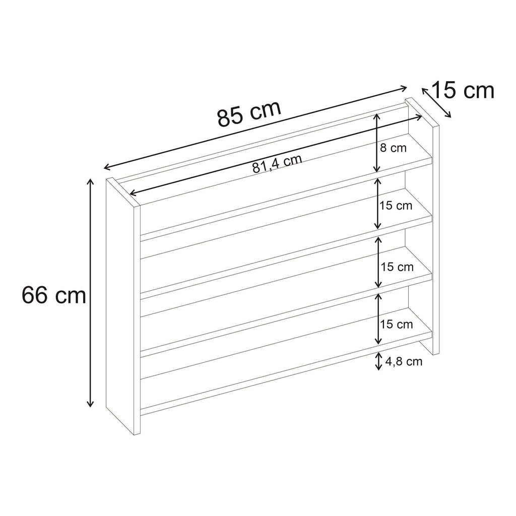 Decortieliving - Lane 4-Tier Wall Shelf 85 x 15 x 66 cm