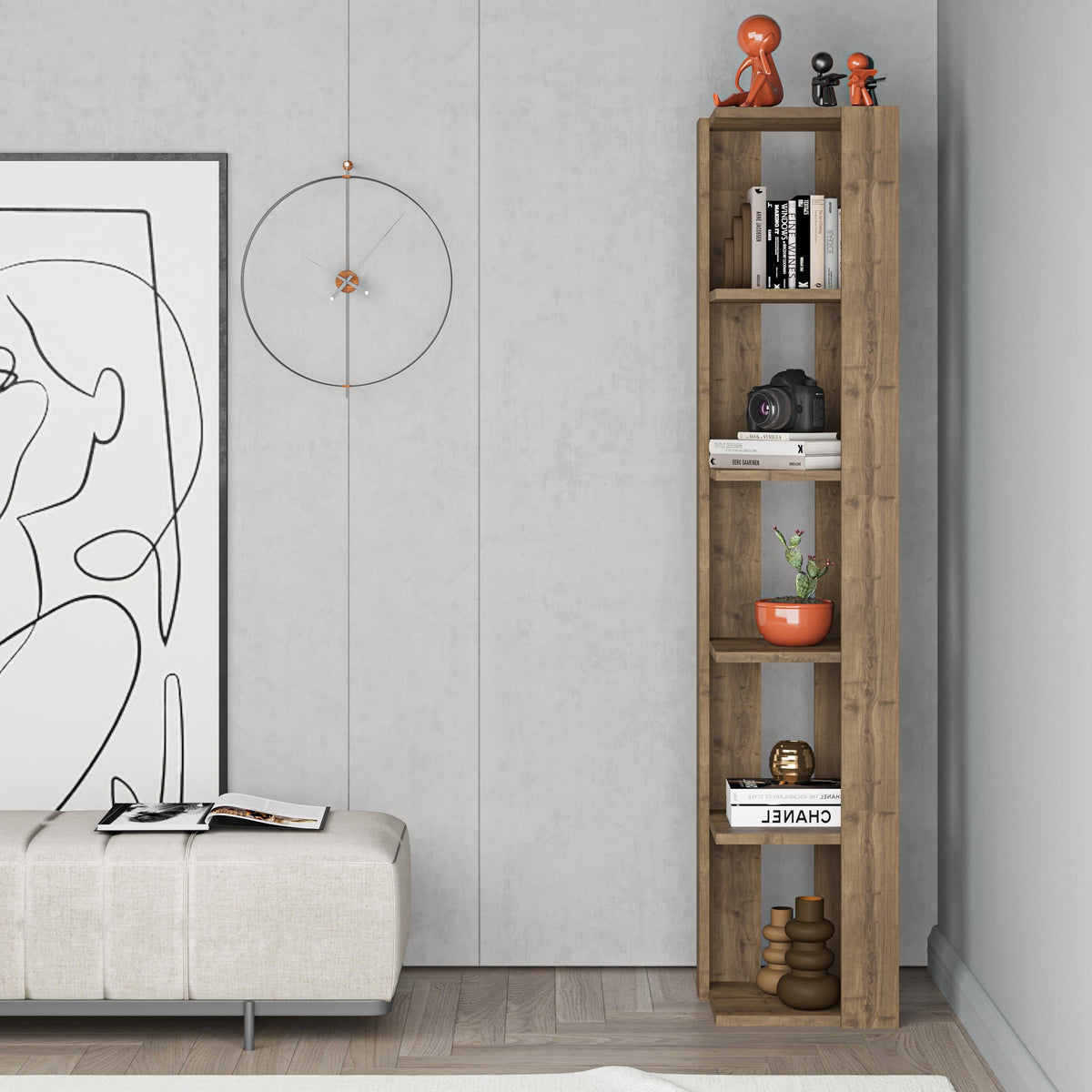 Decortieliving - Nati Modern Corner Bookcase Display Unit Tall 161cm