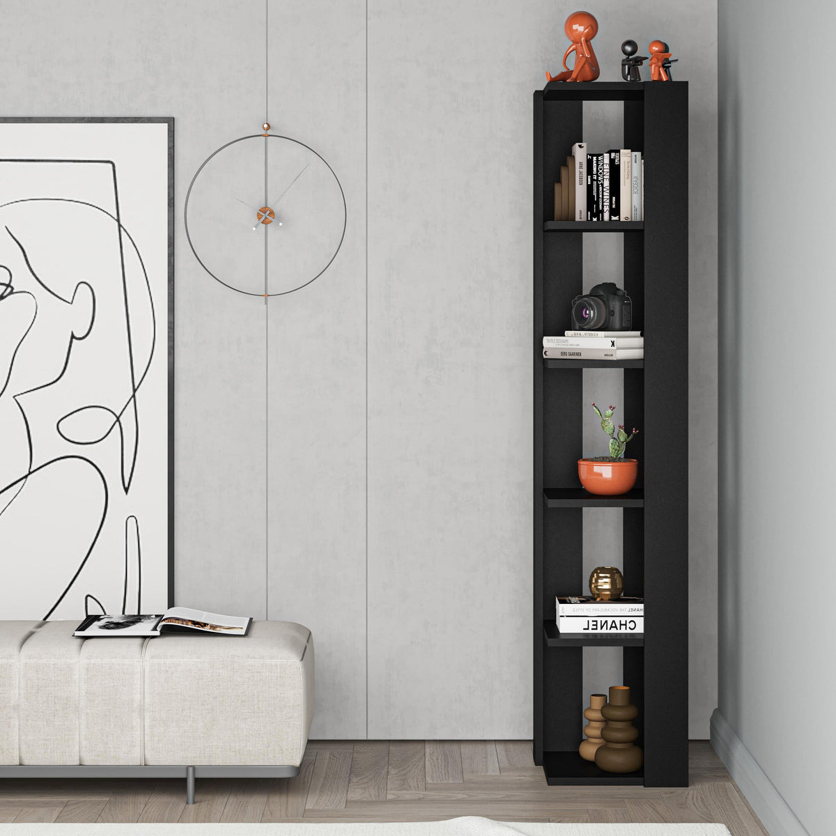 Decortieliving - Nati Modern Corner Bookcase Display Unit Tall 161cm