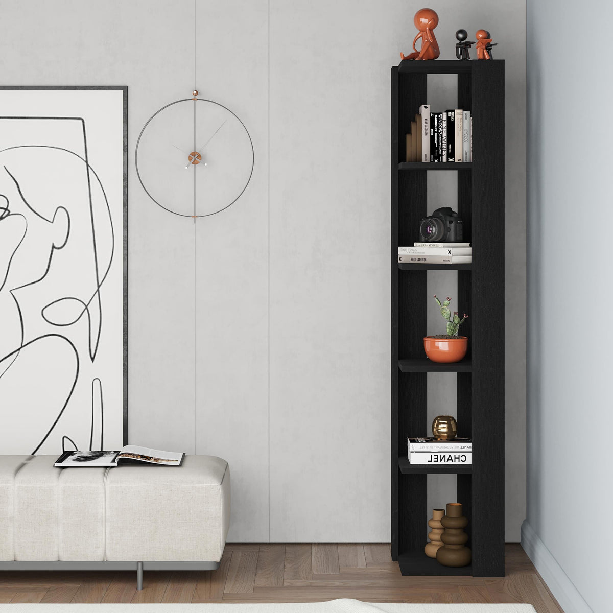 Decortieliving - Nati Modern Corner Bookcase Display Unit Tall 161cm