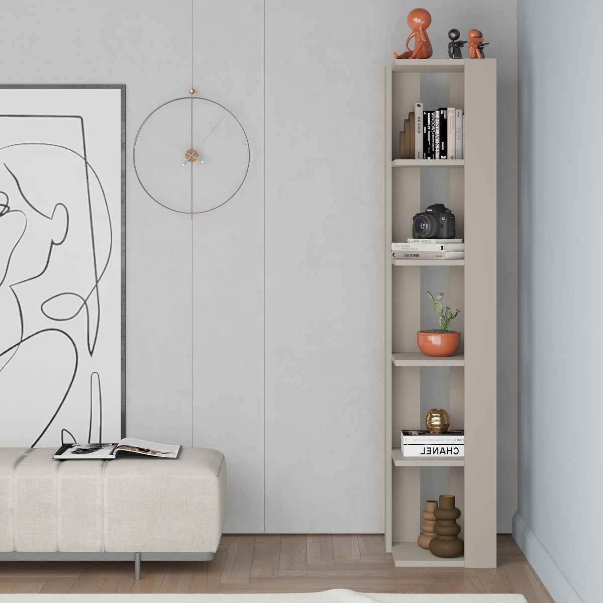 Decortieliving - Nati Modern Corner Bookcase Display Unit Tall 161cm