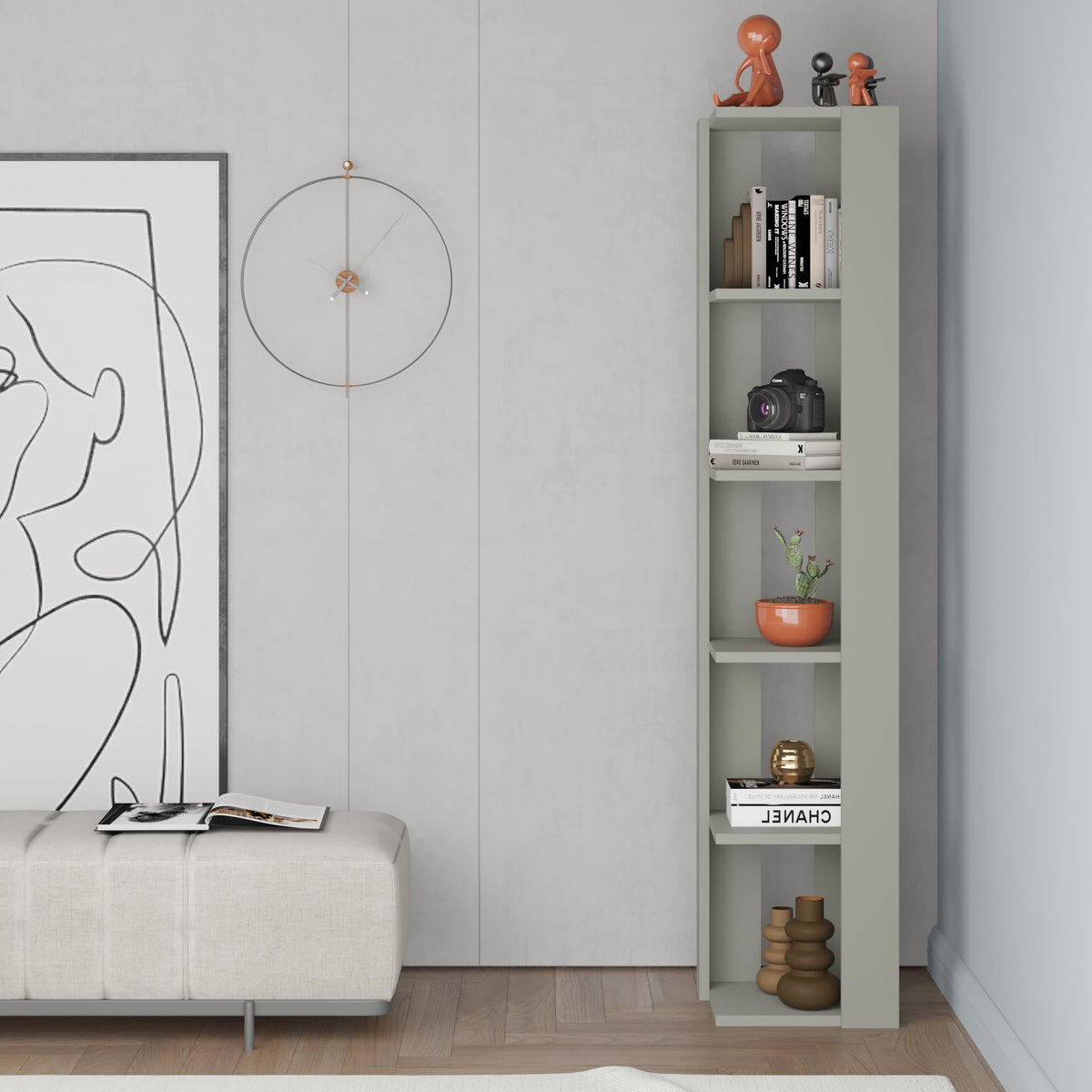 Decortieliving - Nati Modern Corner Bookcase Display Unit Tall 161cm