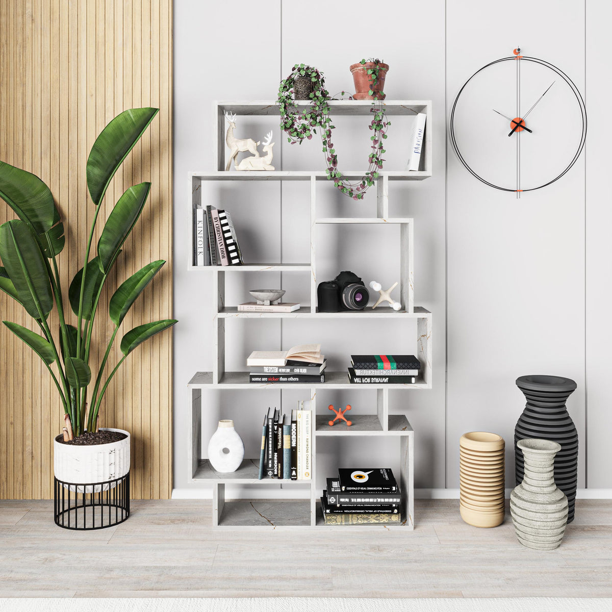 Decortieliving - Karmato Modern Bookcase Display Unit Tall 168.5cm