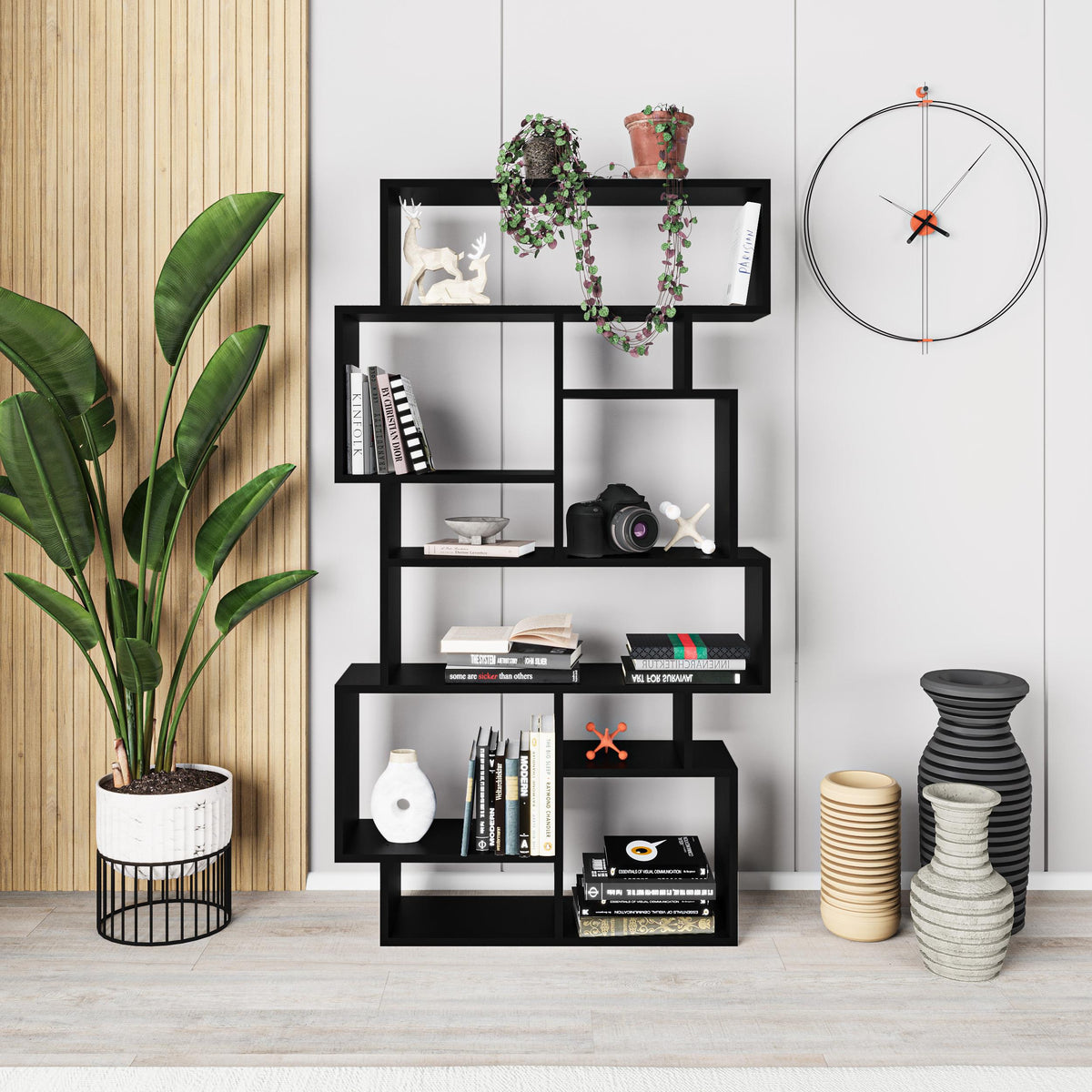 Decortieliving - Karmato Modern Bookcase Display Unit Tall 168.5cm